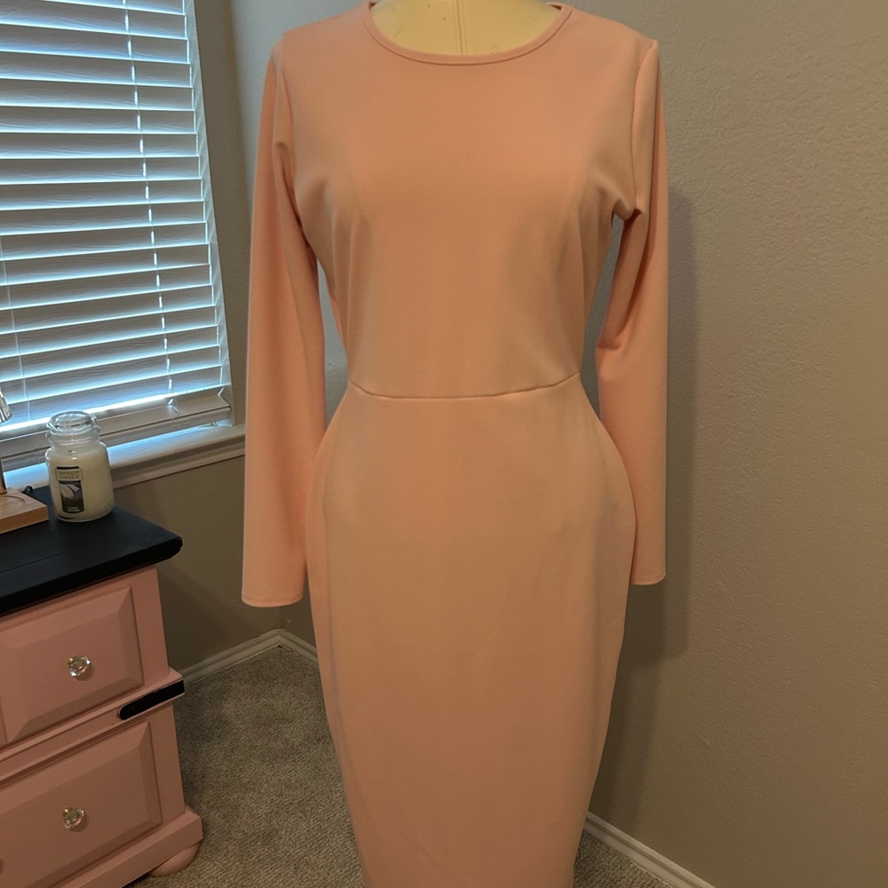 PrettyLittleThing Blush Long Sleeve Dress